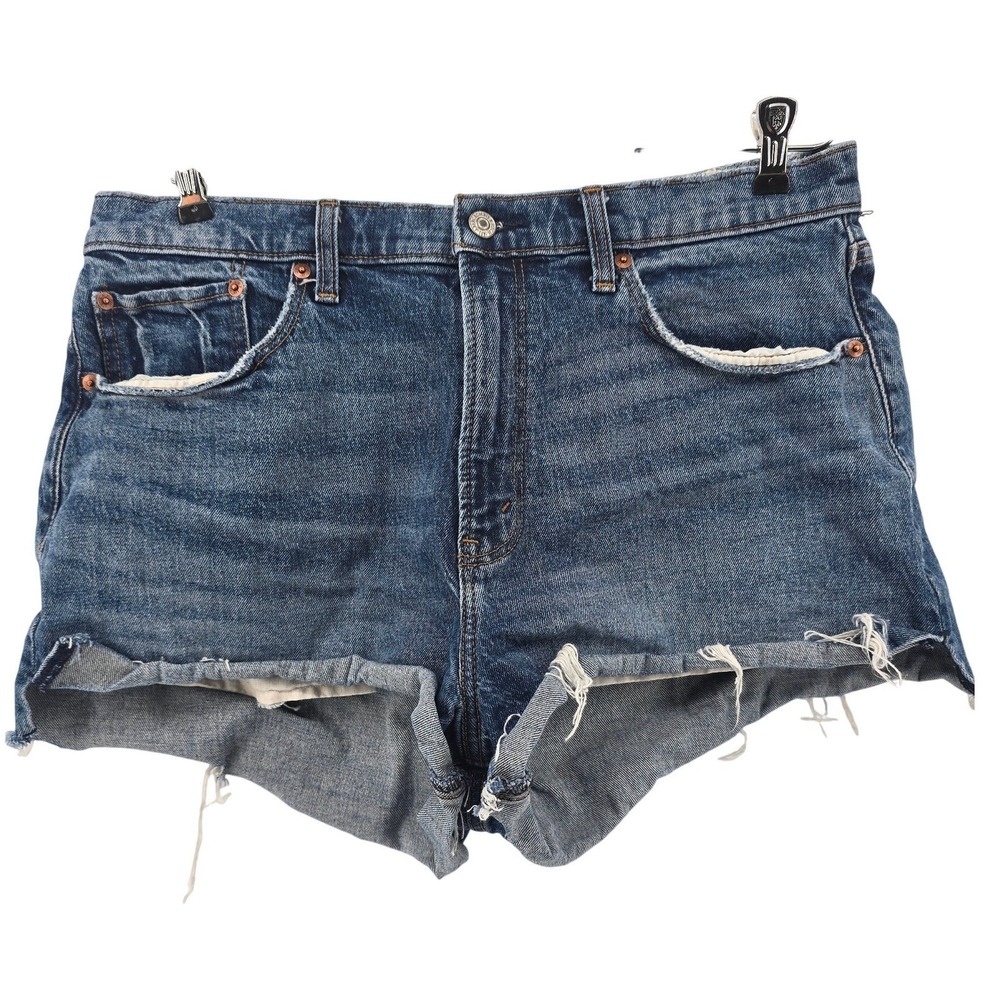 Abercrombie & Fitch Denim Shorts Womens 14 Blue Curve Love High Rise Mom Short